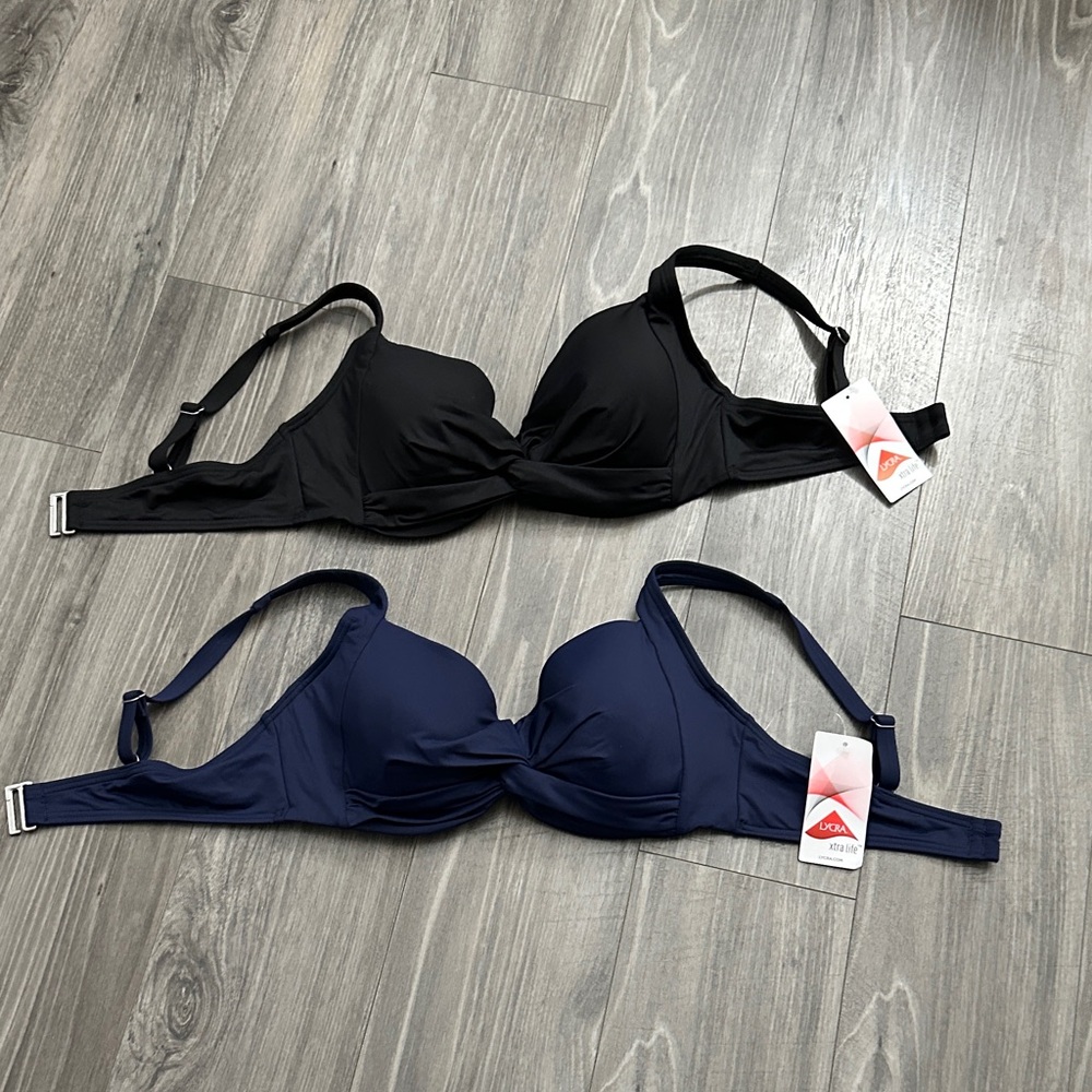 Lands' End Twist Front Underwire Bikini Top - size 6D